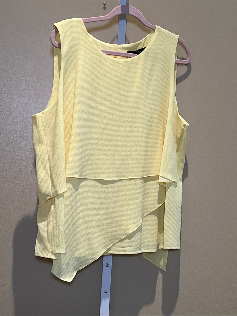Layered Sleeveless Blouse in Soft Yellow